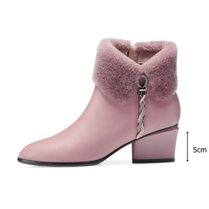 Lovely Ladies Ankle Boots Winter Warm in Pink