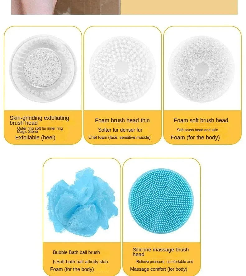 Shower Scrub Brush Rechargeable - 5 Heads