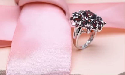 Silver Garnet Ring 925 Gemstone 7.54ct Natural Black (Order Only)