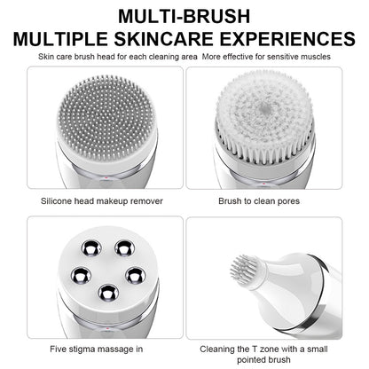 360 Degree Rotation Mini Face Cleanser Brush - Deep Pore Cleansing + Face Massage