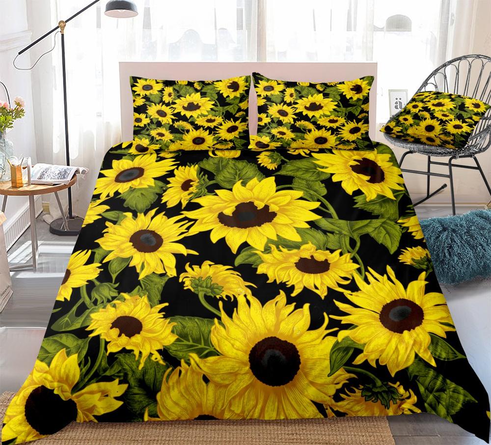 Printed Sunflower Duvet Cover Set