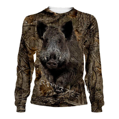 Camo Boar hunting Long Sleeve Hooded Shirts 3D Printing Hoodie/Sweatshirt
