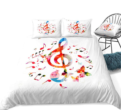 Music Note Treble Clef Duvet Cover Set Colorful Bedding