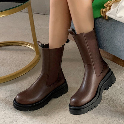 Luxury Platform slip-on chunky heel Boots