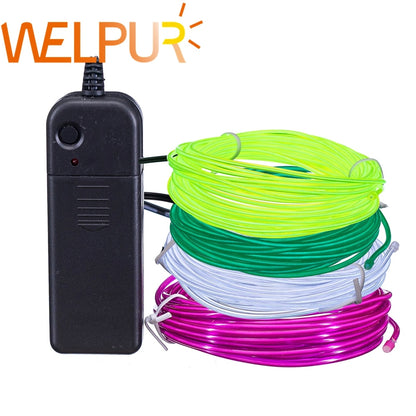 Flexible Neon Light 1m/3m/5M 3V  Glow EL Wire Rope tape Cable Strip LED Neon Lights Shoes Clothing Car waterproof led strip