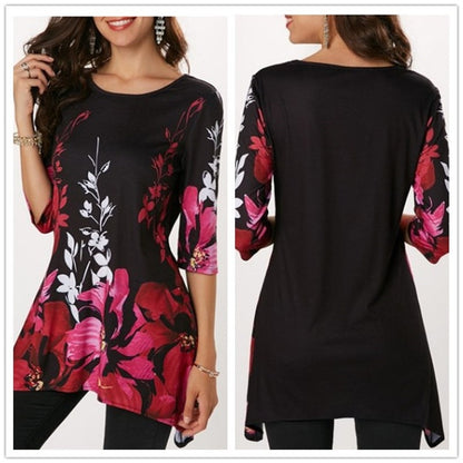 Ladies Casual Summer Top with Floral Print