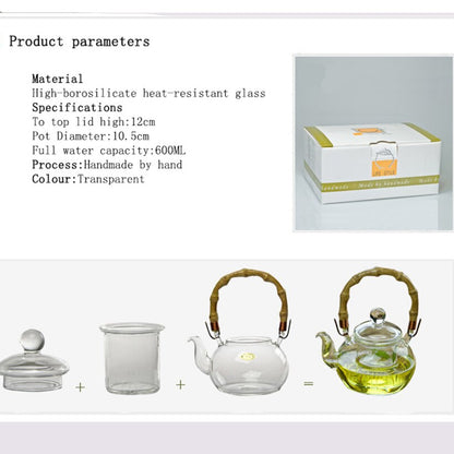 Elegant Glass Teapot - Borosilicate Glass - 600ml