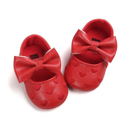 Cute Baby Shoes Heart and Bow - Non-slip Footwear