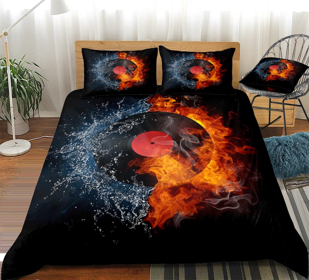 Flaming Fire & Water Duvet Bedding Bed Set