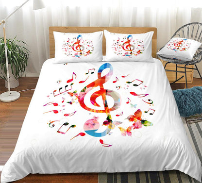 Music Note Treble Clef Duvet Cover Set Colorful Bedding