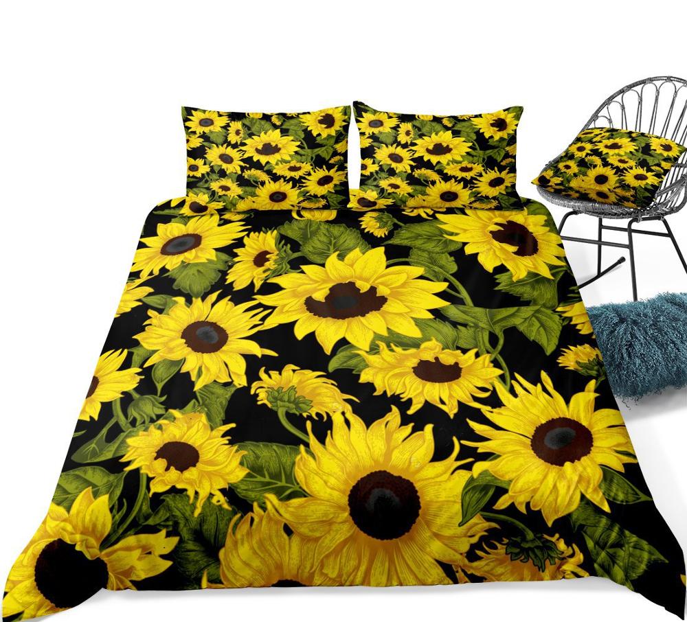 Printed Sunflower Duvet Cover Set