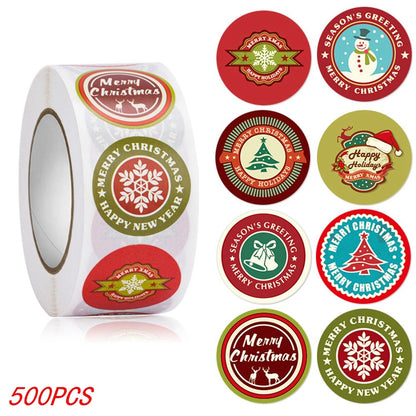 50-500Pcs Christmas Tree Santa Clause Merry Christmas Stickers - 2.5cm