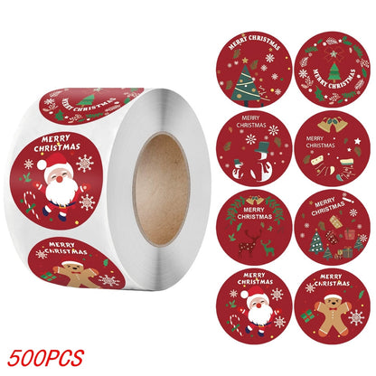 50-500Pcs Christmas Tree Santa Clause Merry Christmas Stickers - 2.5cm
