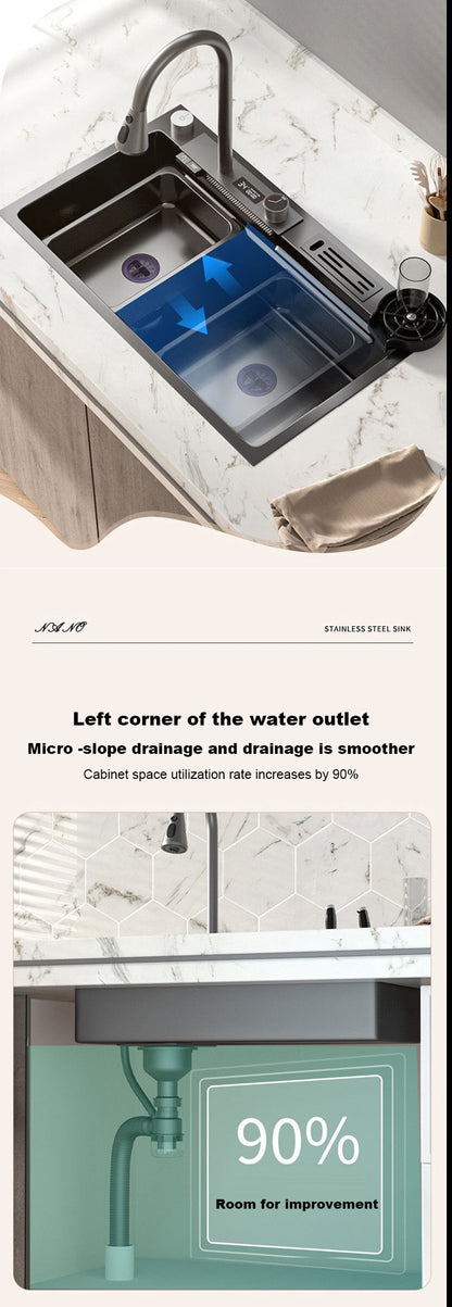 Waterfall Kitchen Sink Set ~ Display Large Multifunctional Sink