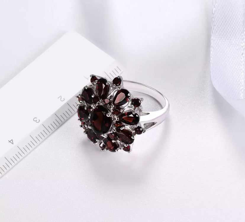 Silver Garnet Ring 925 Gemstone 7.54ct Natural Black (Order Only)