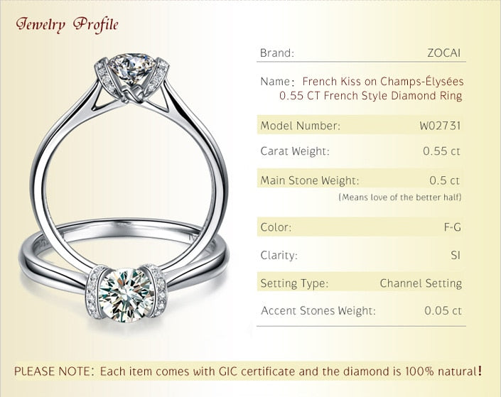 Exquisite French Kiss 18K White Gold Diamond Ring