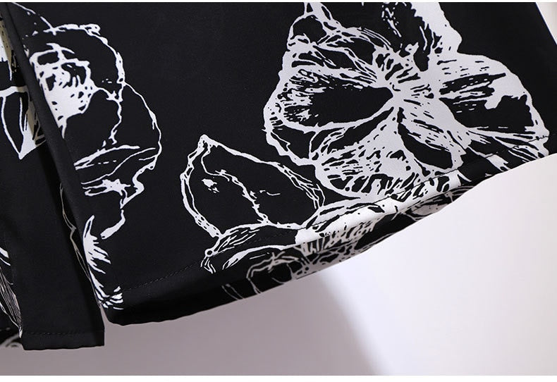 Womens Floral Print Black Long Trousers 3XL - 7XL