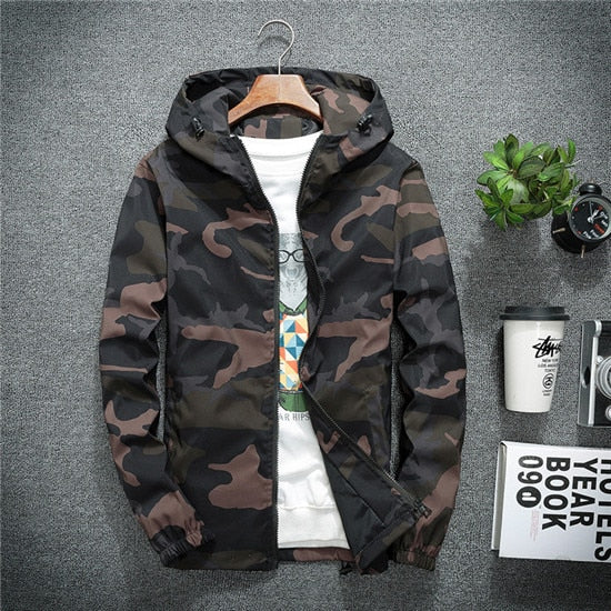 Men's Camouflage Windbreaker Jacket Plus Size M-5XL