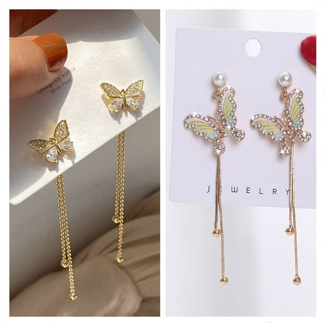 Cute Long Butterfly Earrings