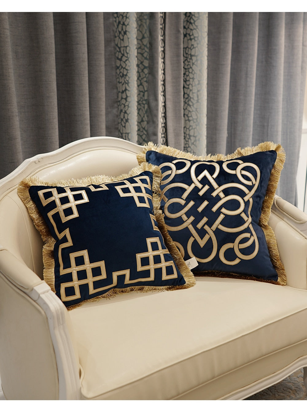 Luxury Embroidered Cushion Covers Velvet Tassels