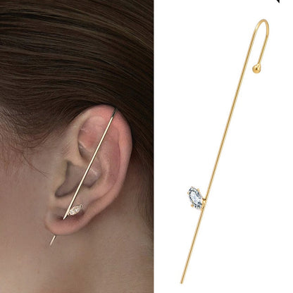Crystal Charm Hook Ear Climber Earrings