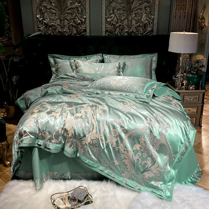 Luxury Silk Satin Duvet Cover Set with Beautiful Embroidery 4-6 Piece Sets