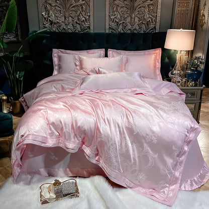 Luxury Silk Satin Duvet Cover Set with Beautiful Embroidery 4-6 Piece Sets