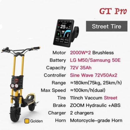 E-Scooter Foldable 11inch 2000W*2 72V 35Ah TFT Electric Scooter