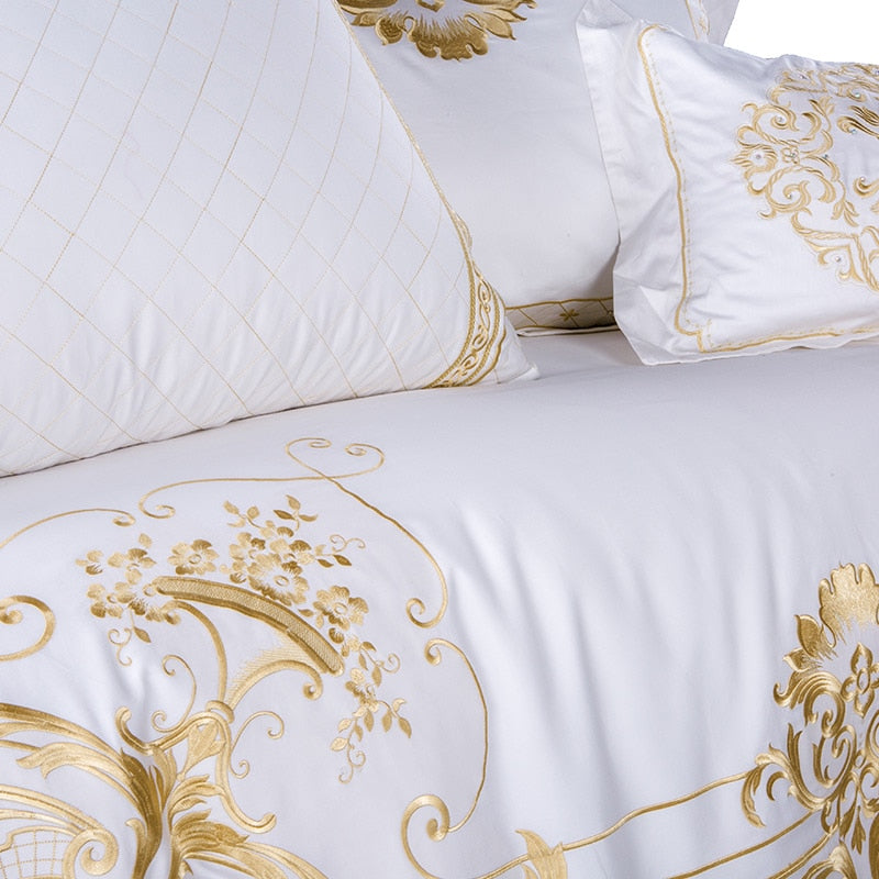 White and Gold Colour Luxury Duvet Cover Bed set
